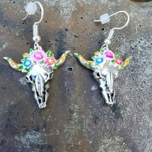 Flower Crown Longhorn Earrings